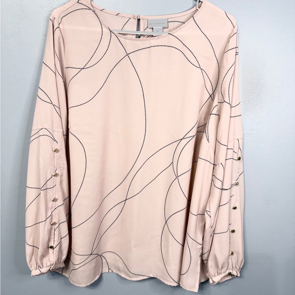 #5) Liz Claiborne Light Pink or light peach Blouse with Button Accents